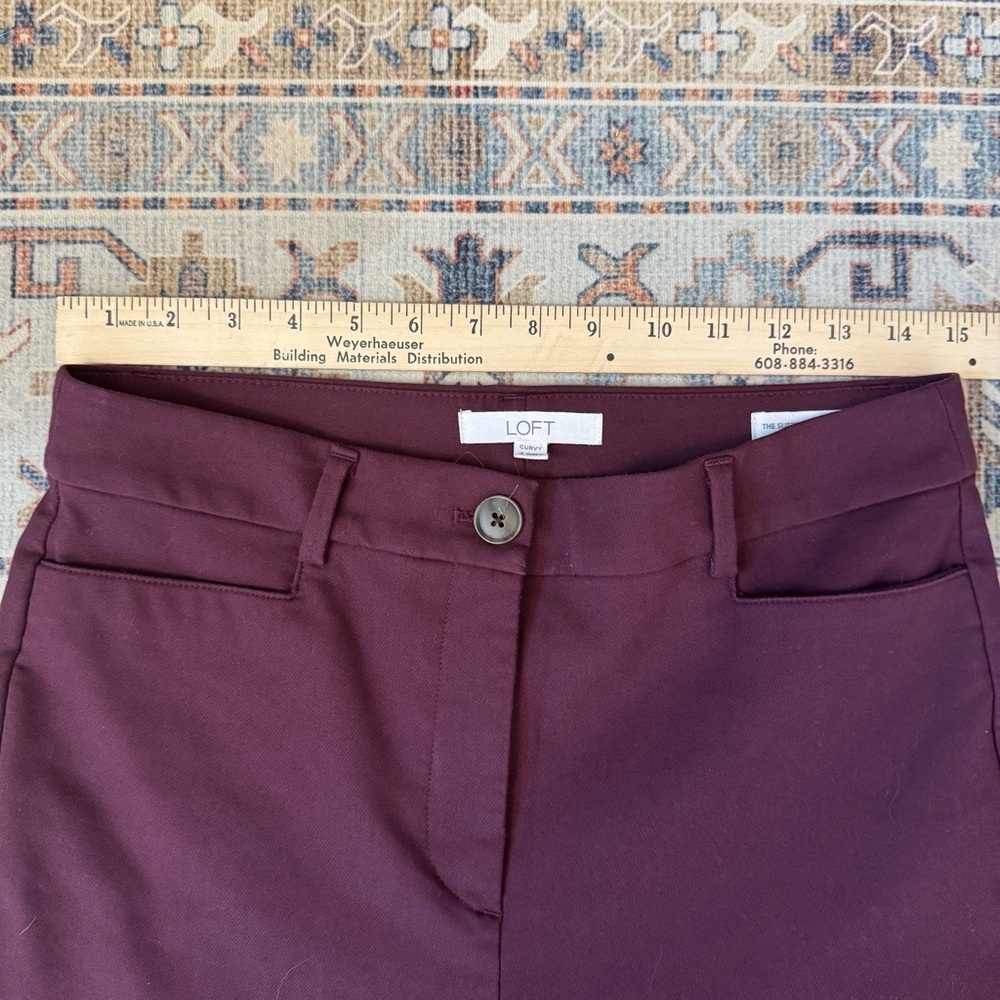 LOFT Curvy Sutton Skinny Women's Burgundy Wine Dress Pants Size 4 - Picture 11 of 13